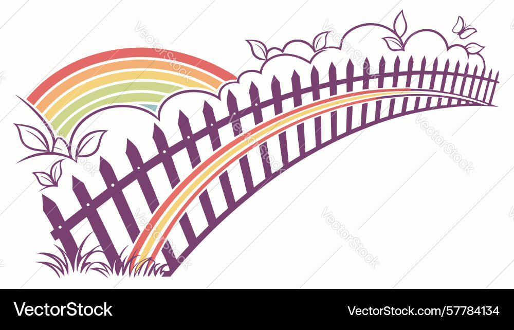 Rainbow arch fence with clouds design generative Vector Image