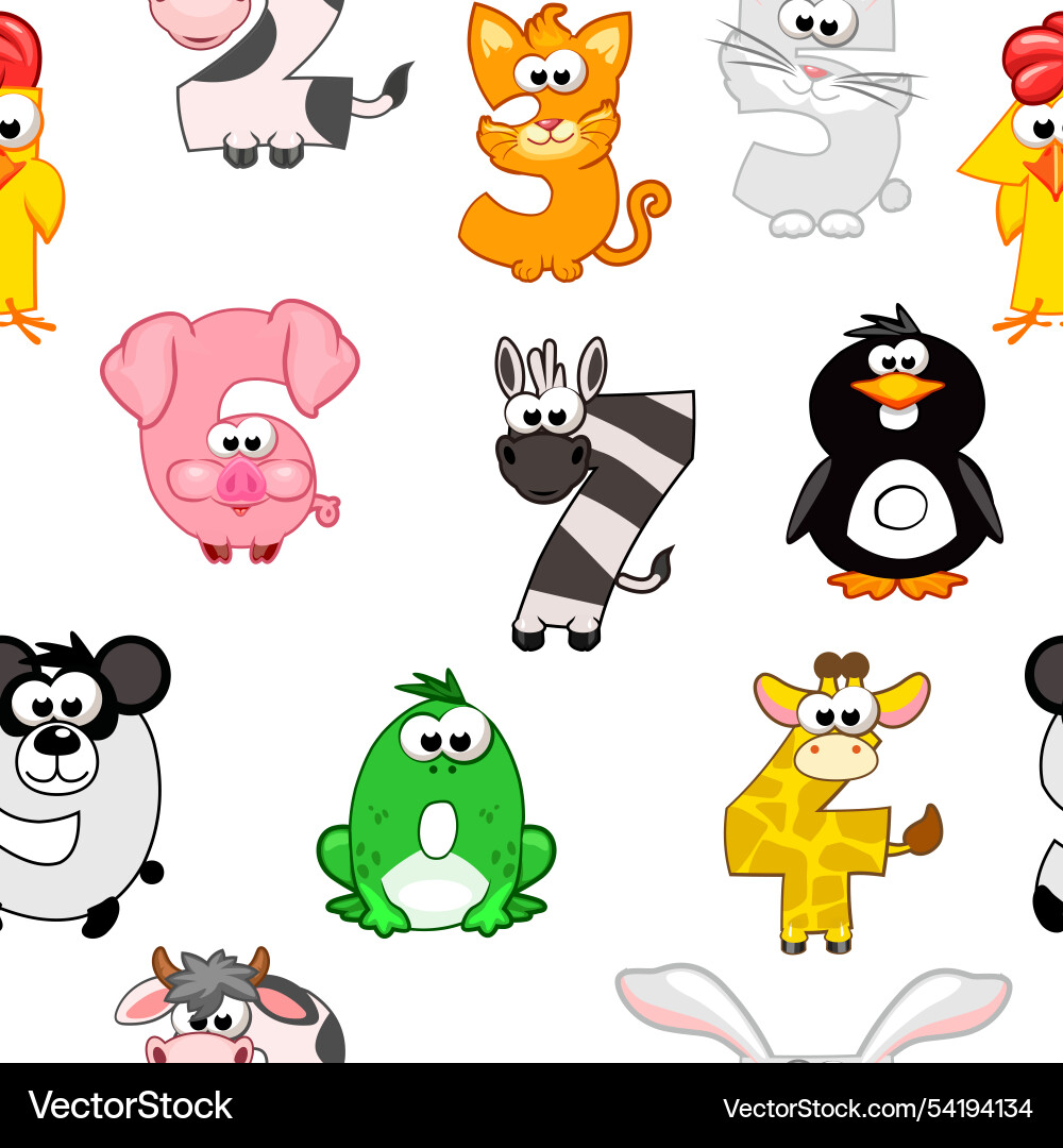 Seamless pattern with numbers like animals Vector Image