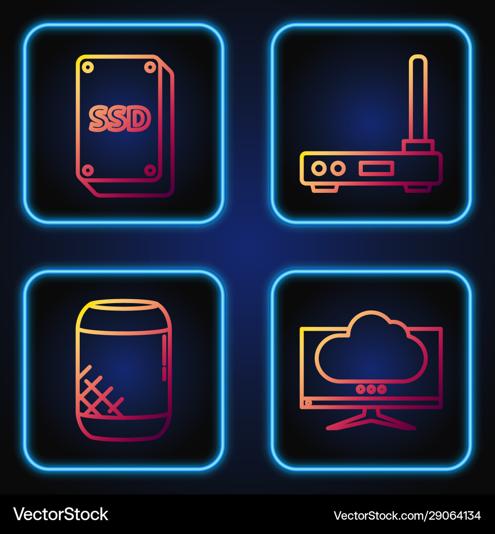 Set line computer monitor screen voice assistant vector image