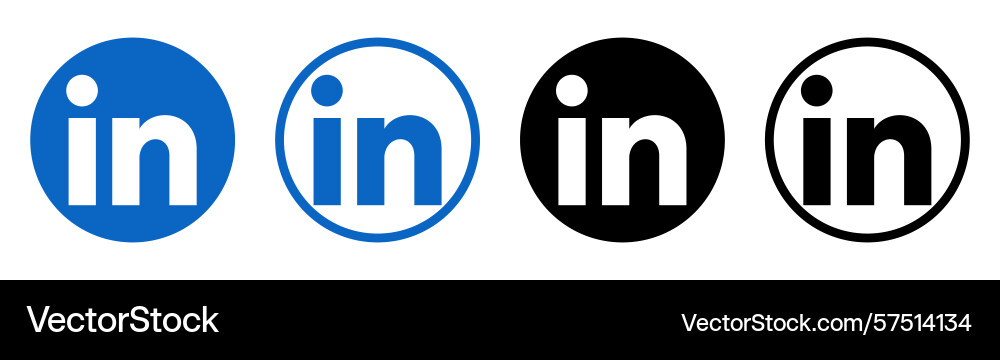 Set of round linkedin mobile app icons isolated Set of round linkedin mobile app icons isolated vector image