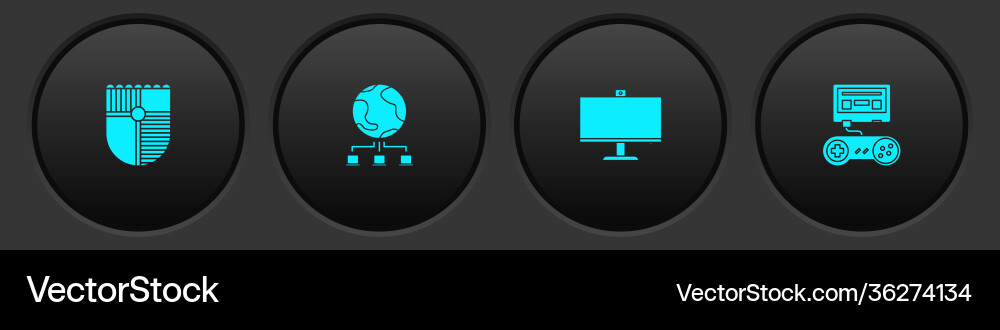 Set shield for game computer network monitor Set shield for game computer network monitor vector image