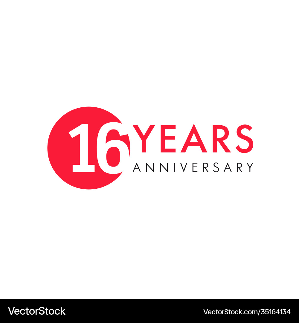 Sixteen Years Anniversary Logo vector image