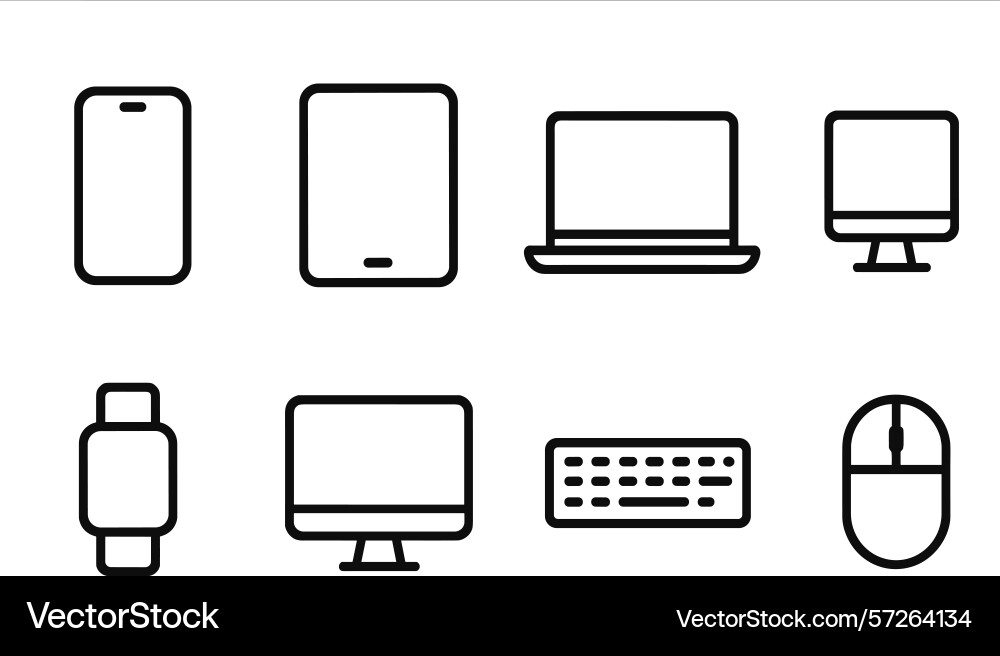 Various electronic devices displayed in simple Various electronic devices displayed in simple vector image