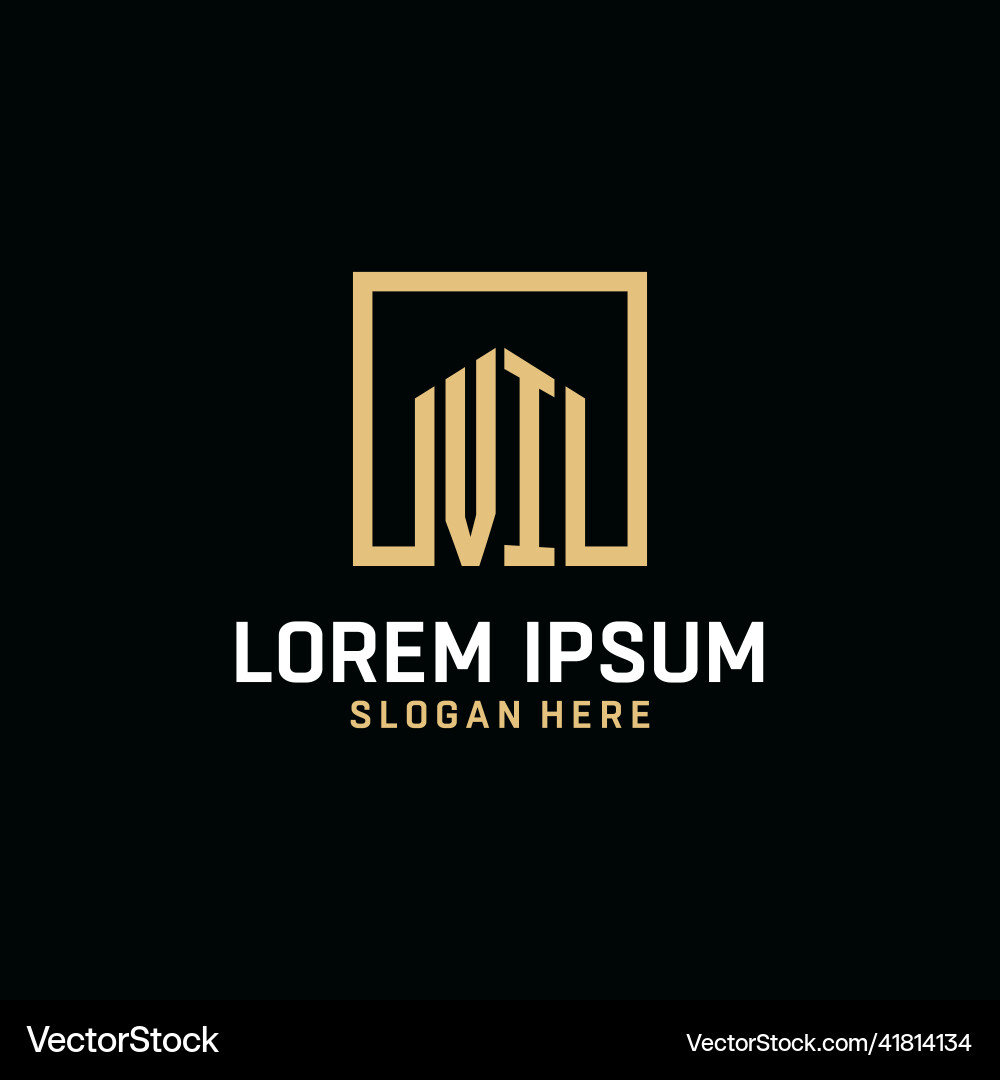 Vi initial monogram logo design with square shape Vector Image