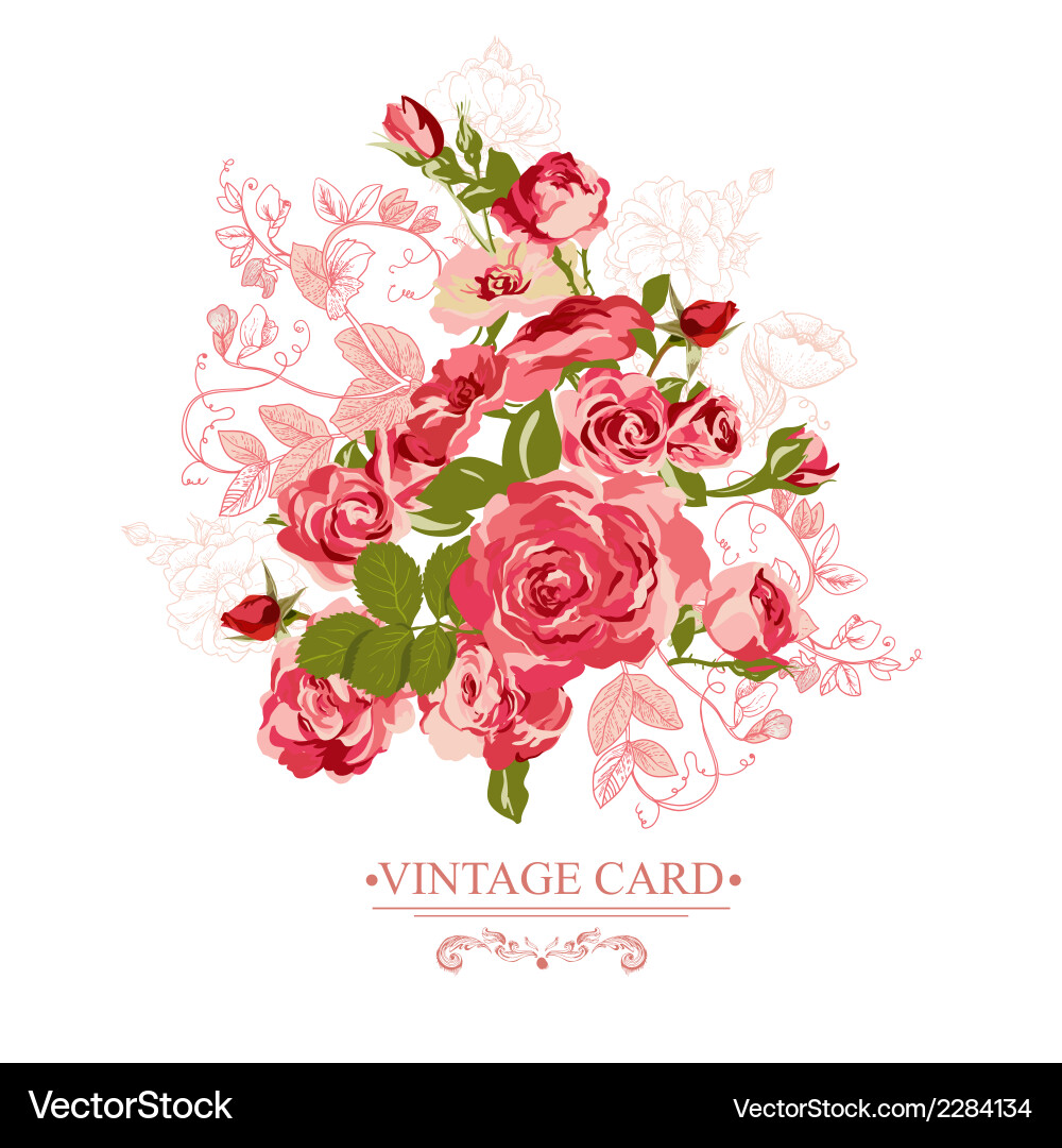Vintage Rose Floral Card Royalty Free Vector Image