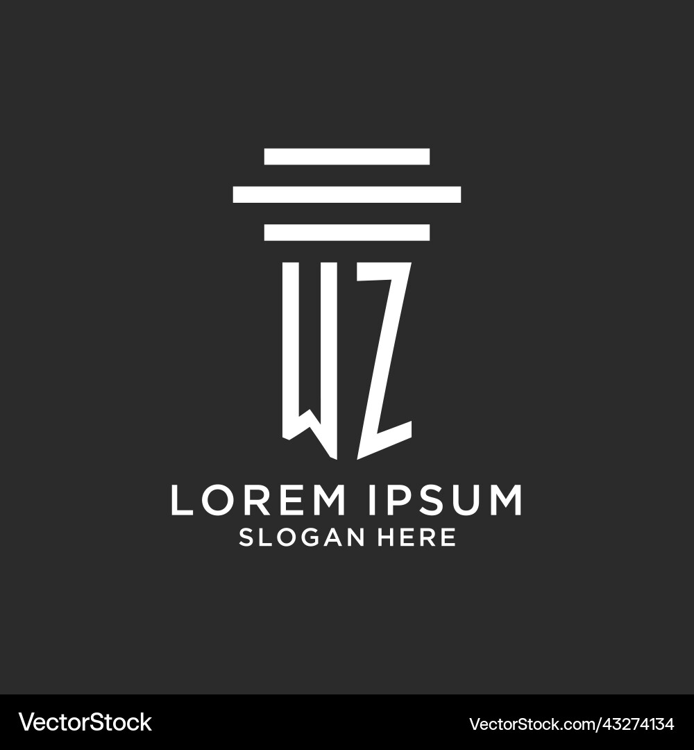 Wz initials with simple pillar logo design Wz initials with simple pillar logo design Vector Image