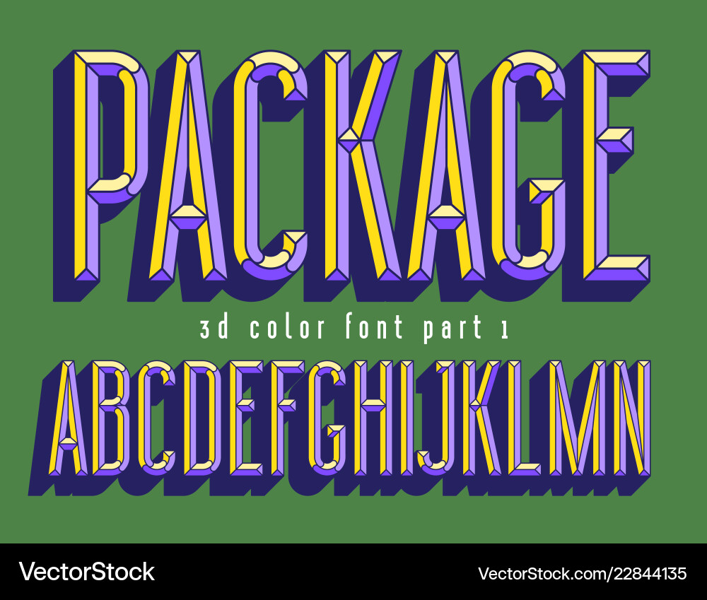 3d color font for product package design vector image