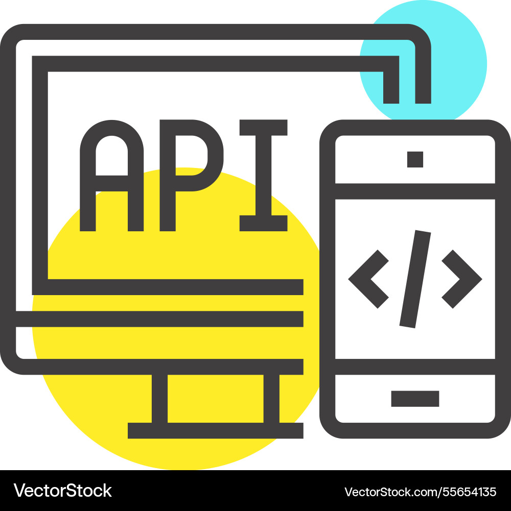 Api interface flat line web icon concept Api interface flat line web icon concept vector image