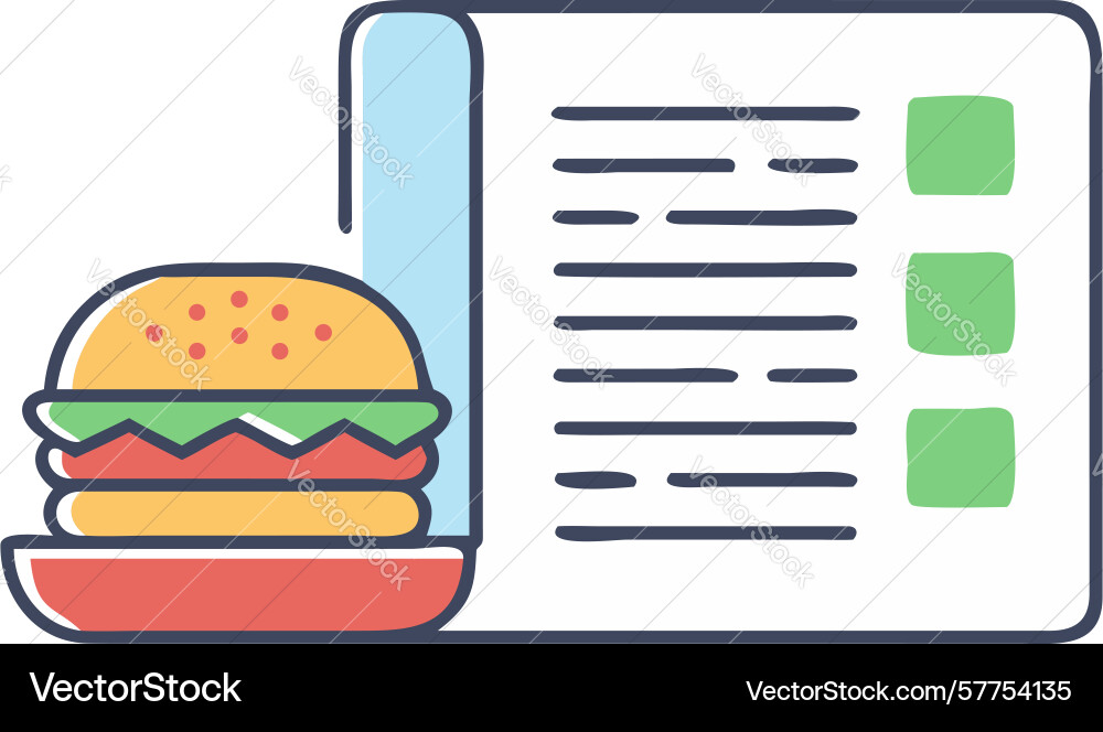 Burger order document icon with checklist design vector image