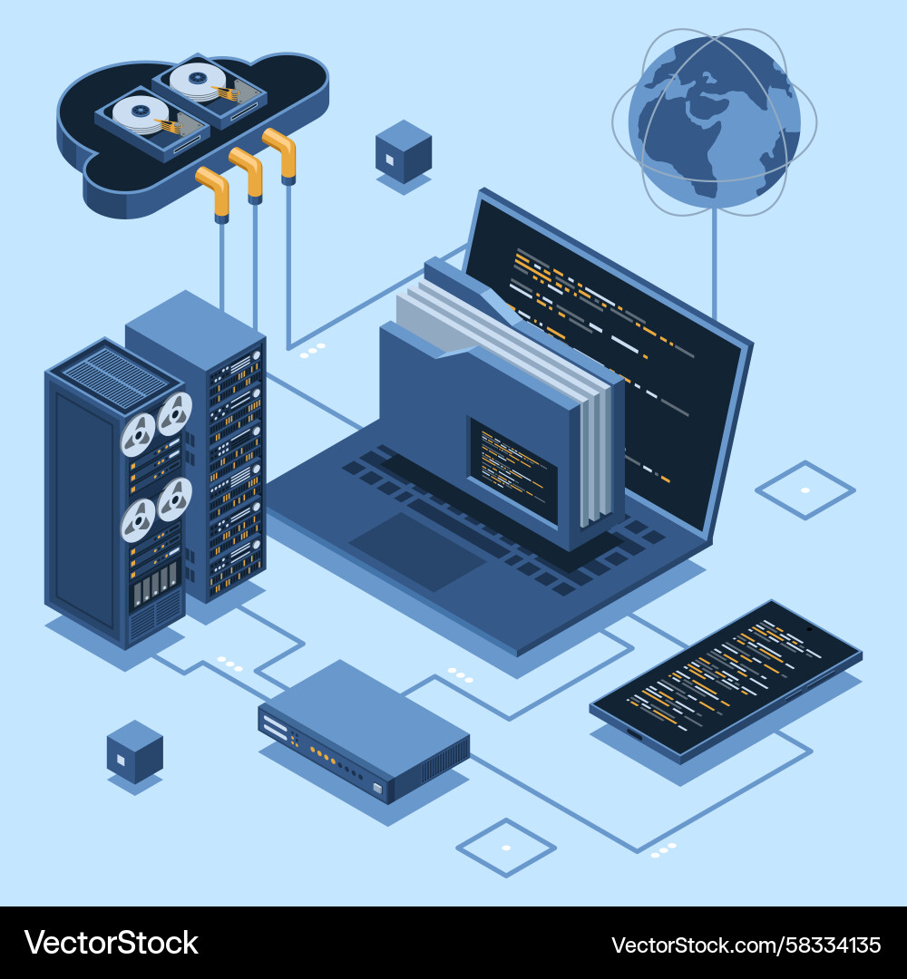 Cloud Authentication System - Isometric Vector Image