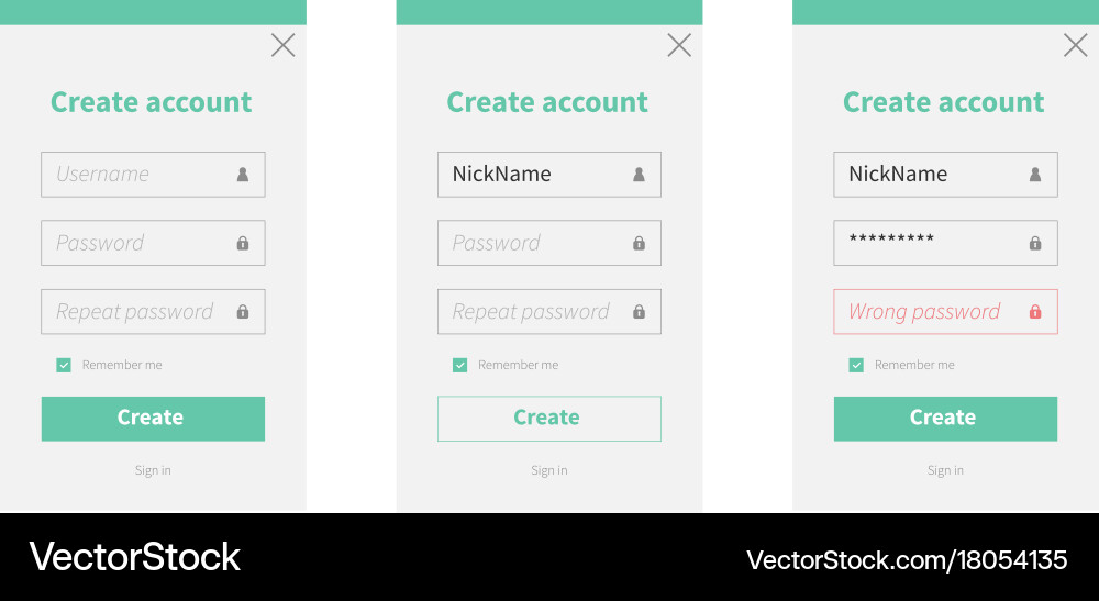 Create new account form vector image