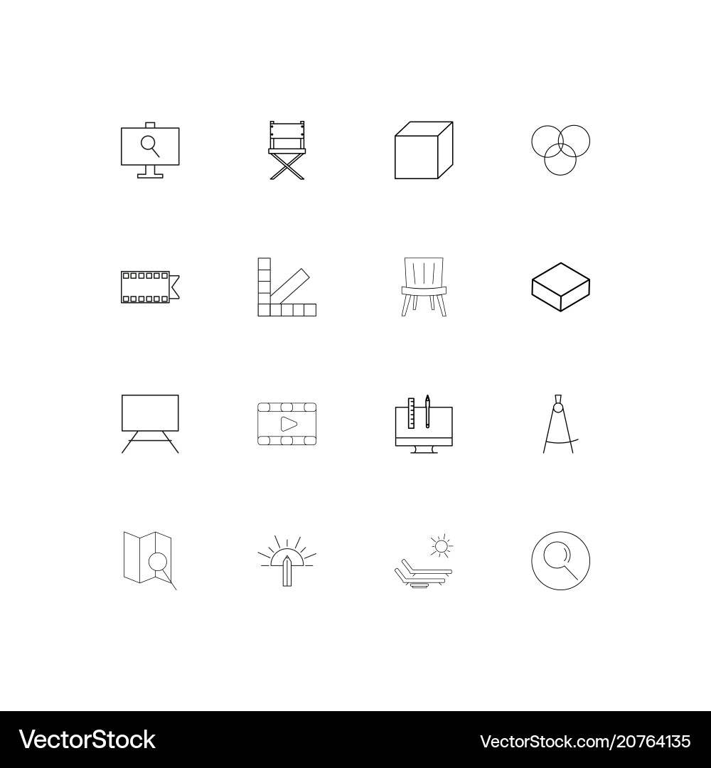 Creative process and design linear thin icons set vector image