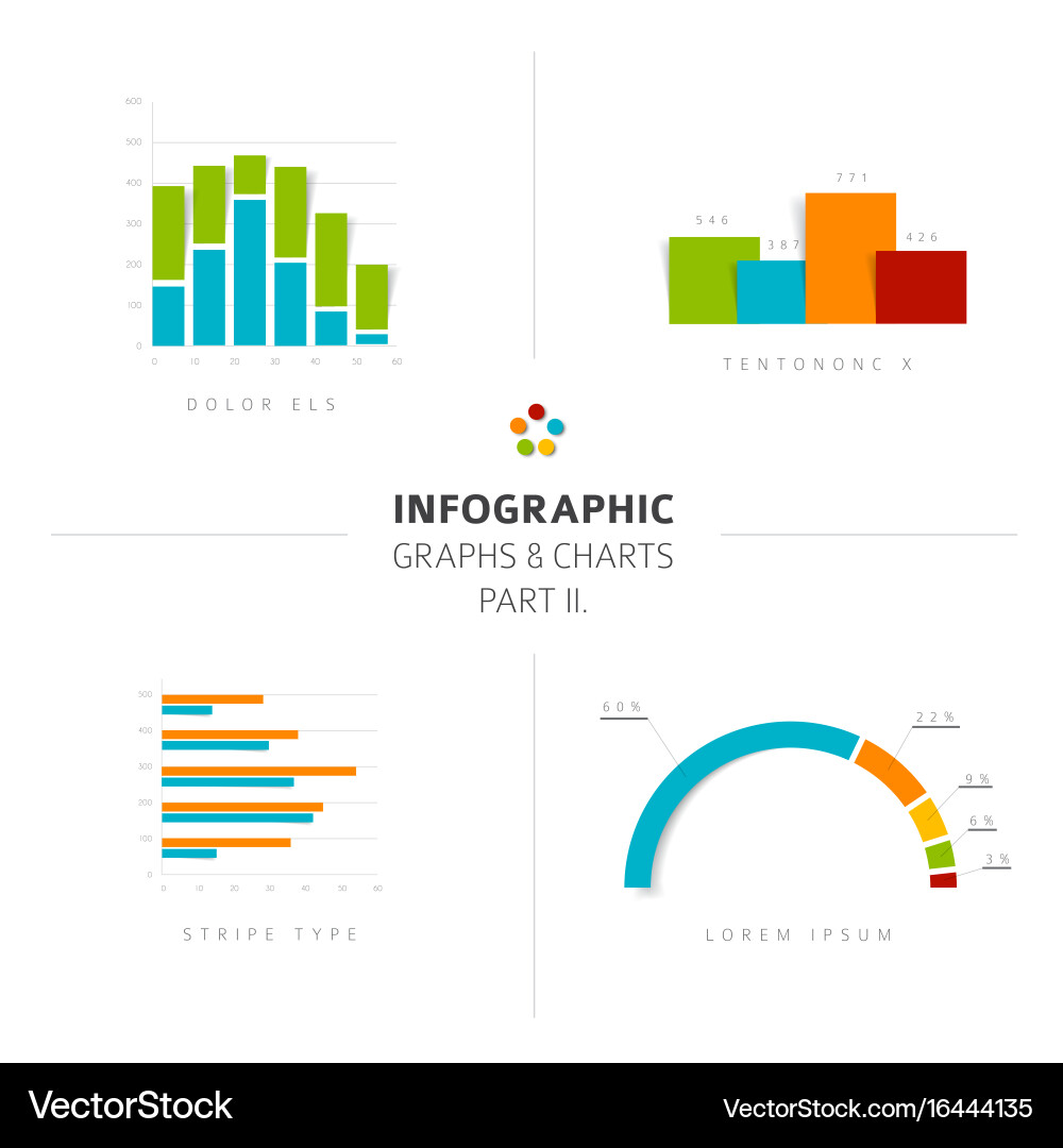 Flat Data Charts & Graphs Set vector image