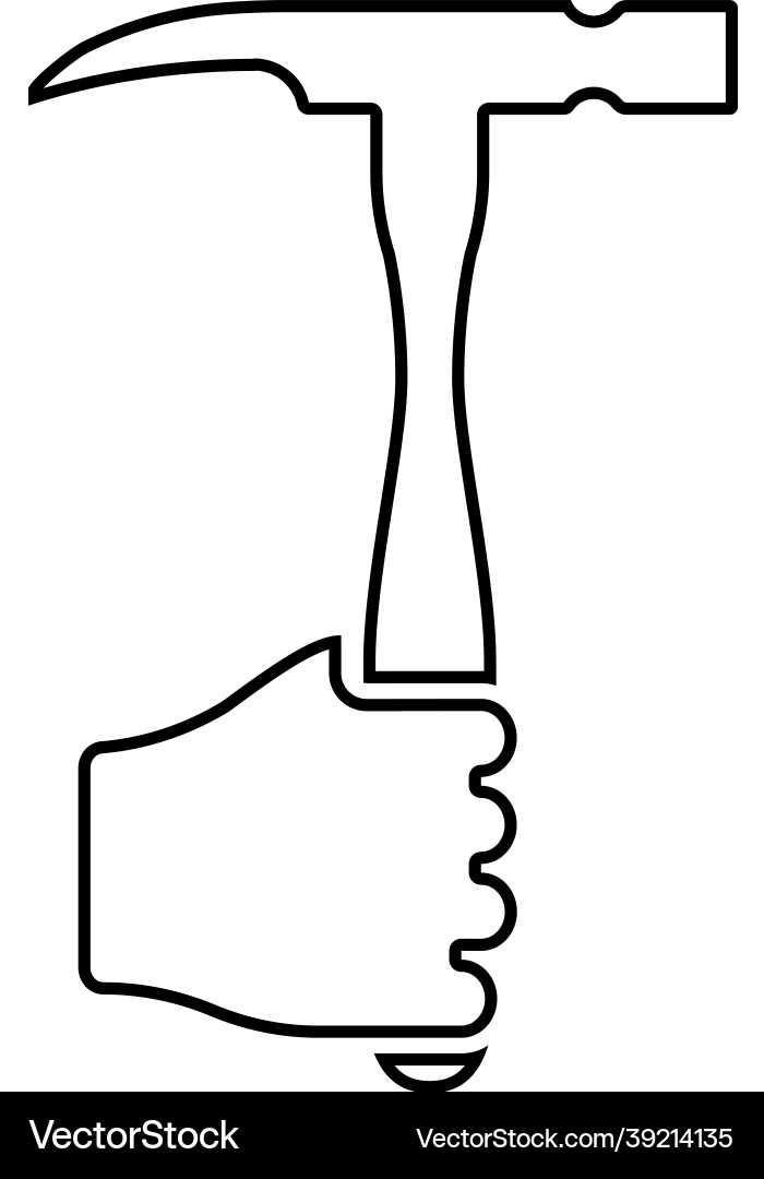 Hammer in hand holding tool use arm using working Vector Image