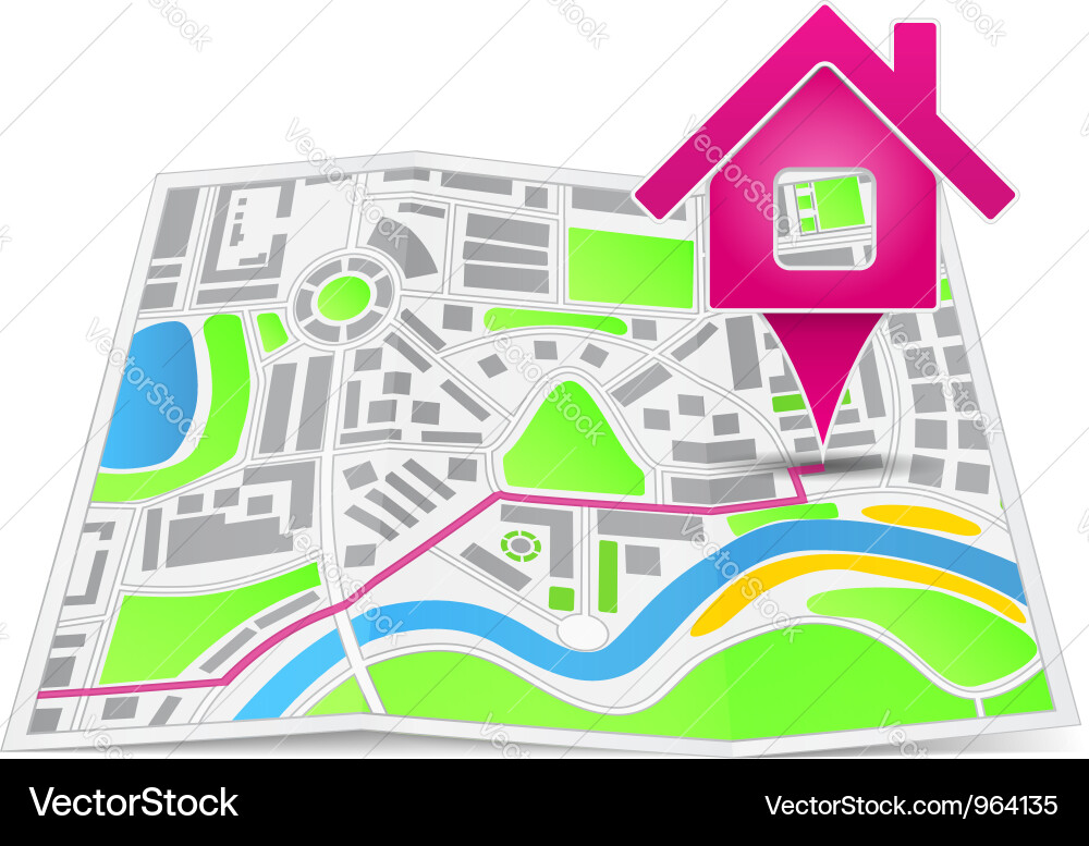 House Path Route Map Vector Image