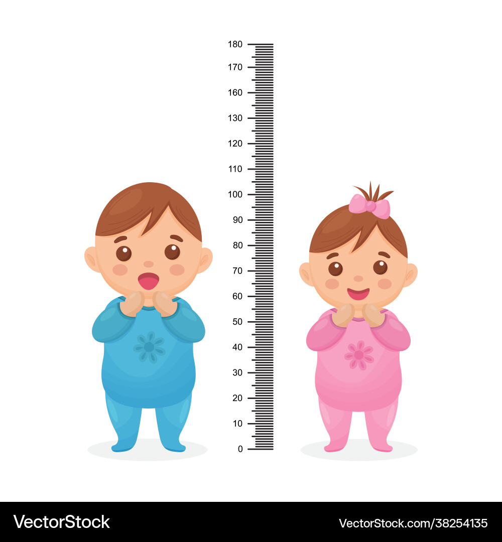 Kinder Meter Wand mit einem niedlichen Cartoon Jungen Mädchen Kinder Meter Wand mit einem niedlichen Cartoon Jungen Mädchen vektorbild