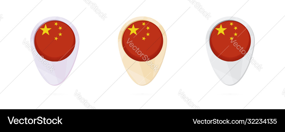 Map markers with flag china 3 color versions Vector Image