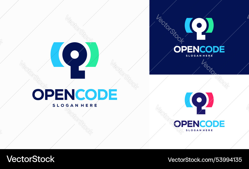Open code logo designs concept coder technology Vector Image