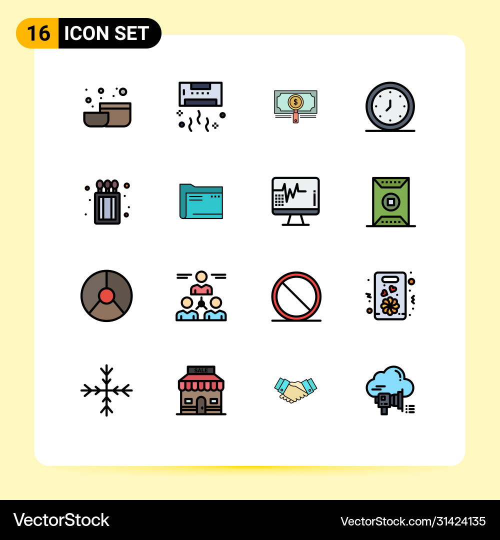 Set 16 modern ui icons symbols signs for timer Vector Image