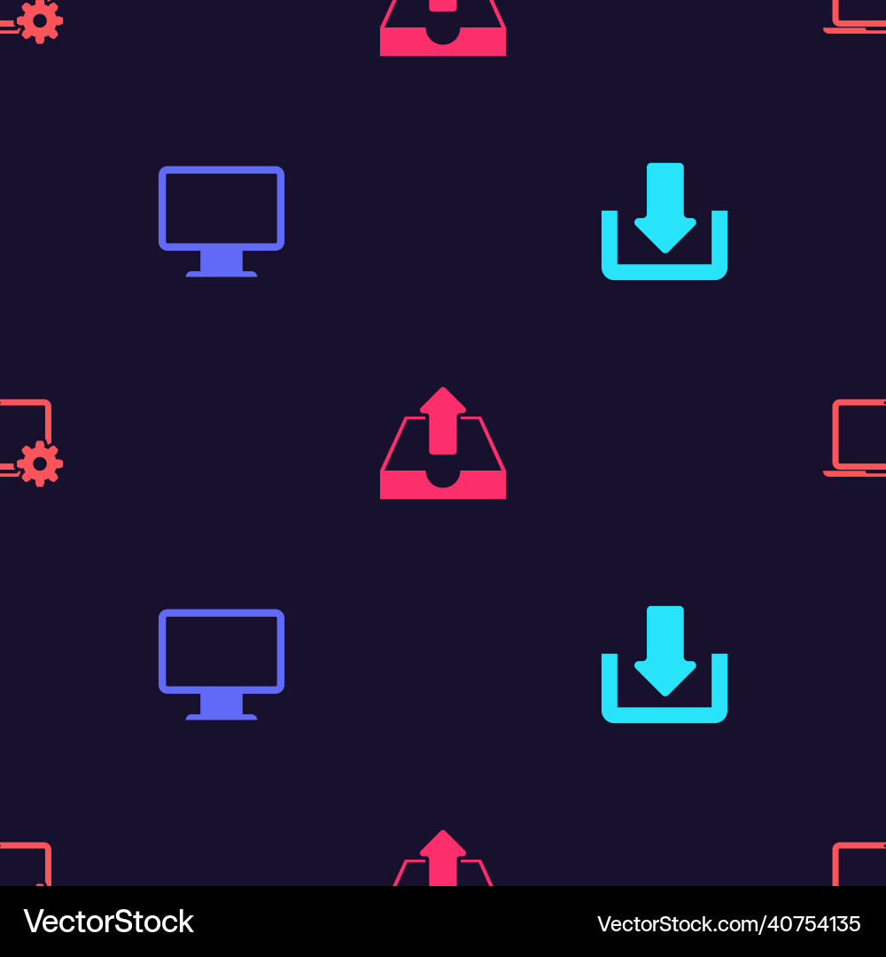 Set download computer monitor screen upload Set download computer monitor screen upload vector image