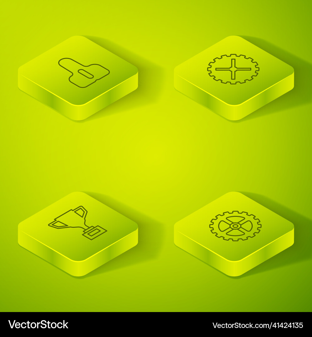 Set isometric line bicycle sprocket crank award Set isometric line bicycle sprocket crank award vector image