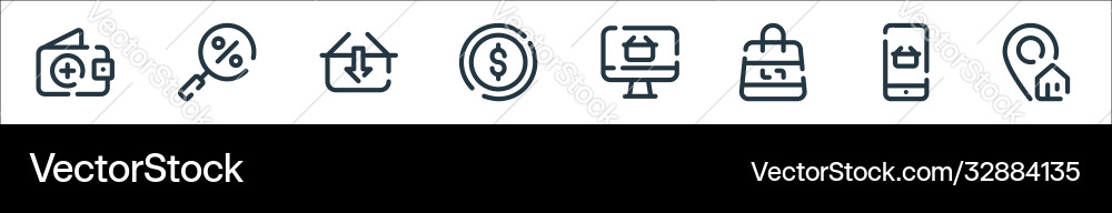 Shopping line icons linear set quality Shopping line icons linear set quality vector image