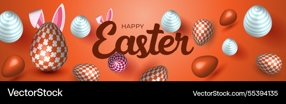 Spring easter web banner colorful egg background Vector Image