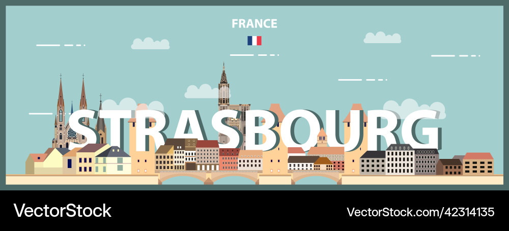 Strasbourg cityscape bunte Poster Strasbourg cityscape bunte Poster vektorbild