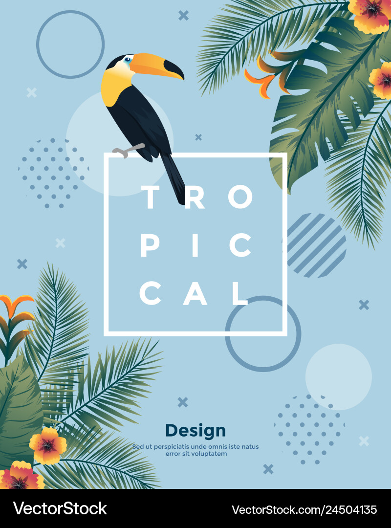 Tropical background with frame 4 Royalty Free Vector Image