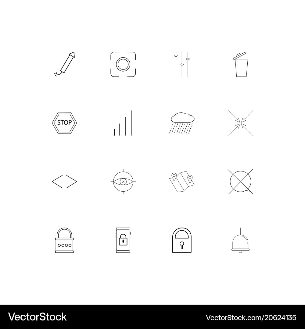 Web und Text einfache lineare Symbole gesetzt umrissen Vektorbild