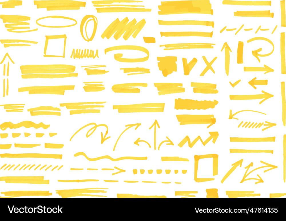 Yellow Highlighter Marks vector image