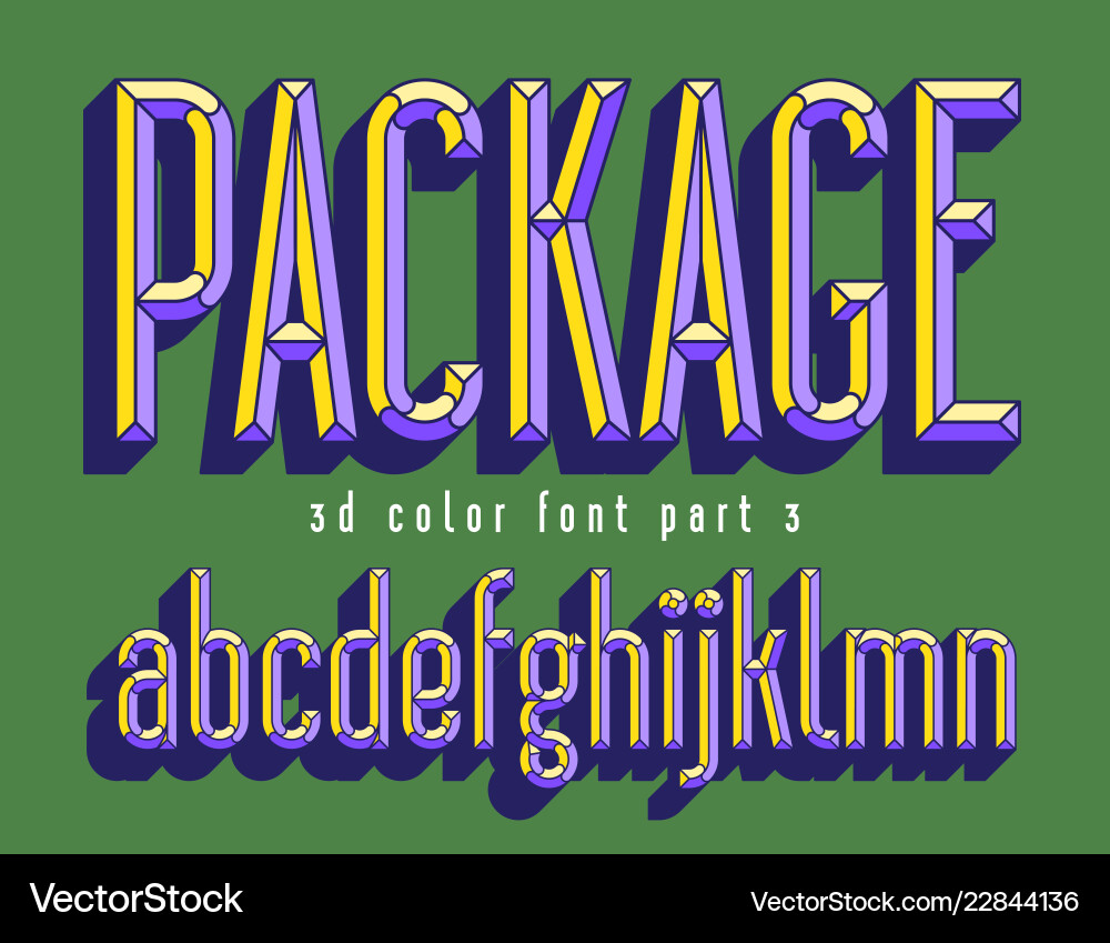 3d color font for product package design 3d color font for product package design Vector Image