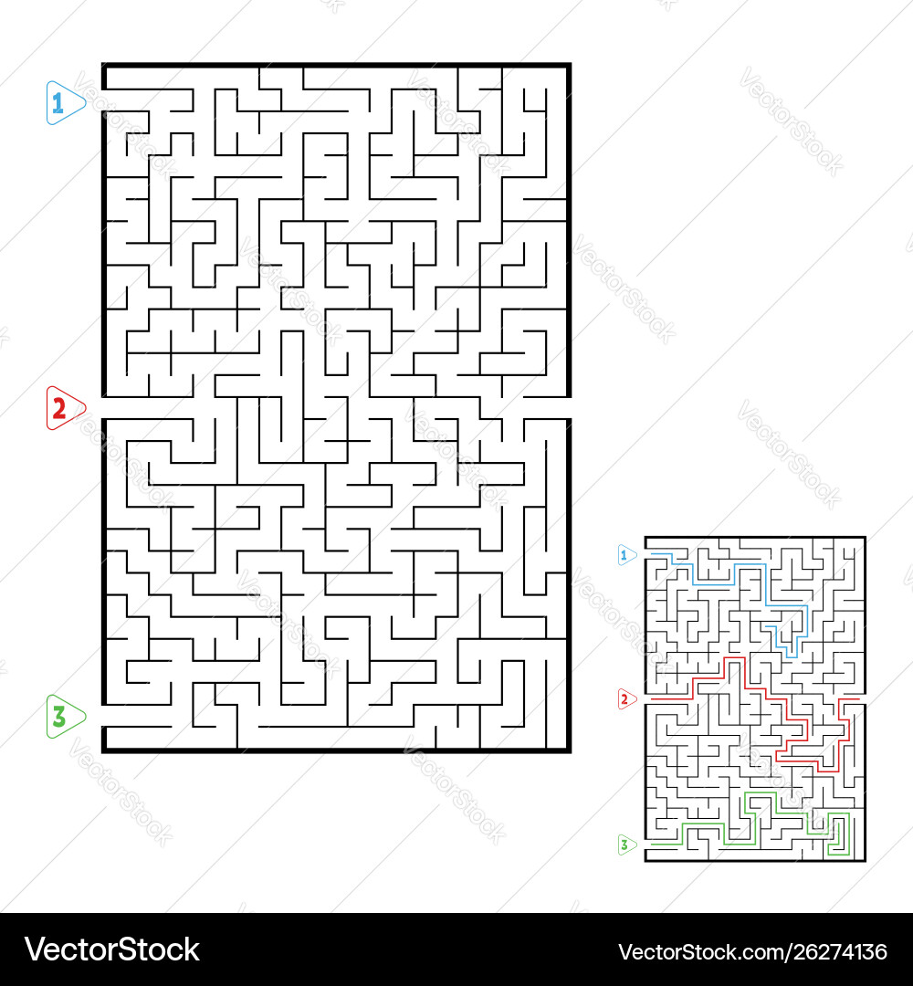 Abstract rectangular large maze game for kids Abstract rectangular large maze game for kids vector image