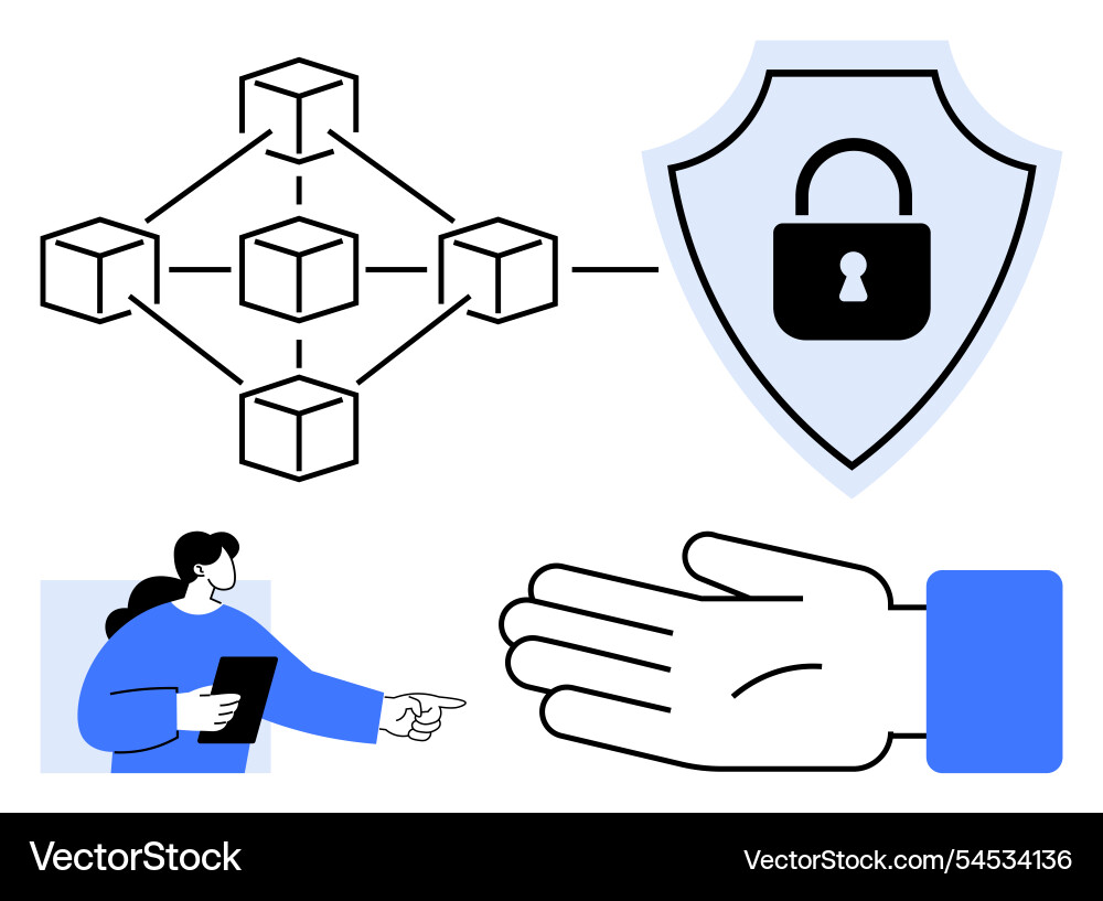 Blockchain security concept with network nodes Blockchain security concept with network nodes vector image