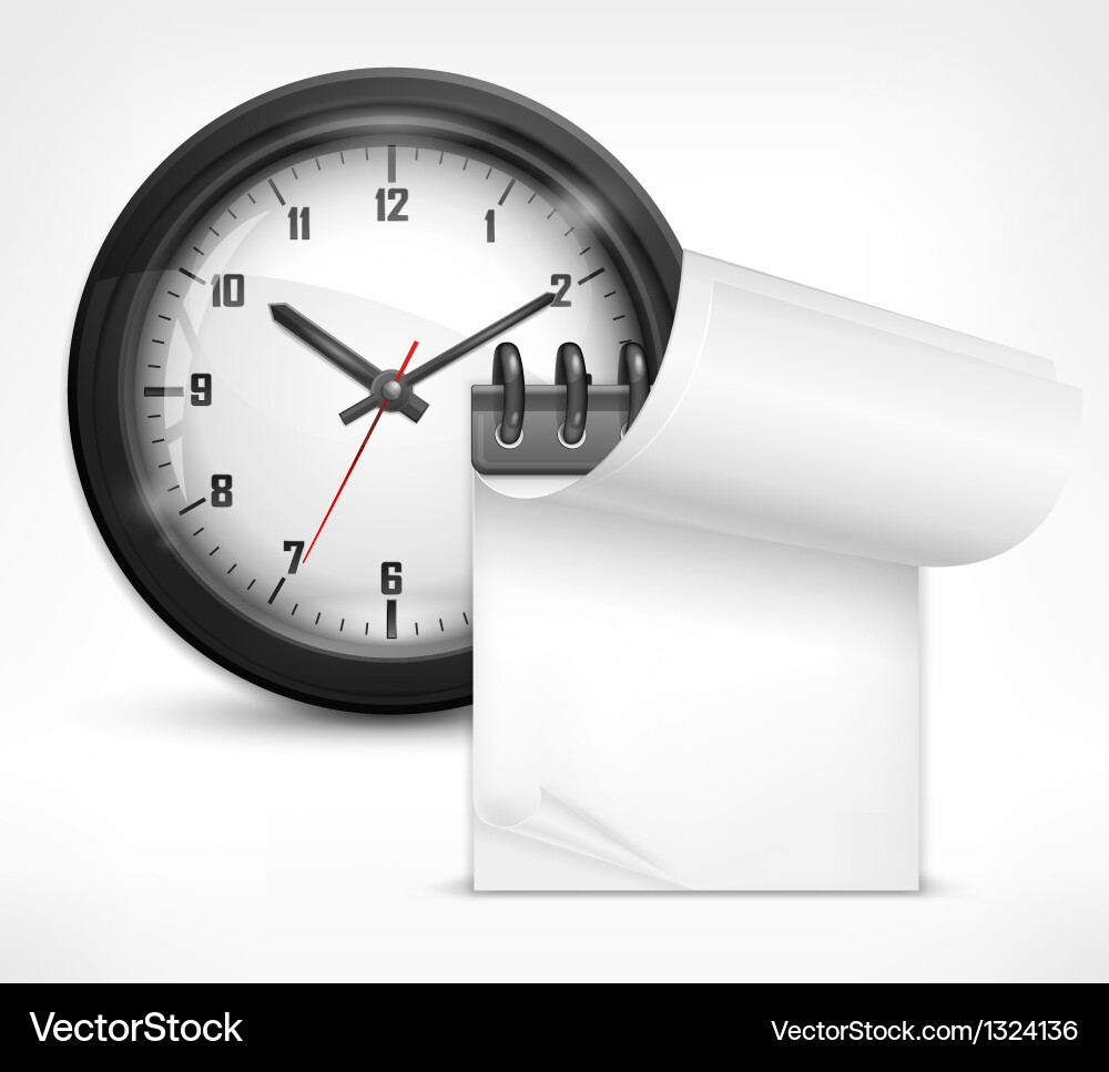 Clock and notebook vector image