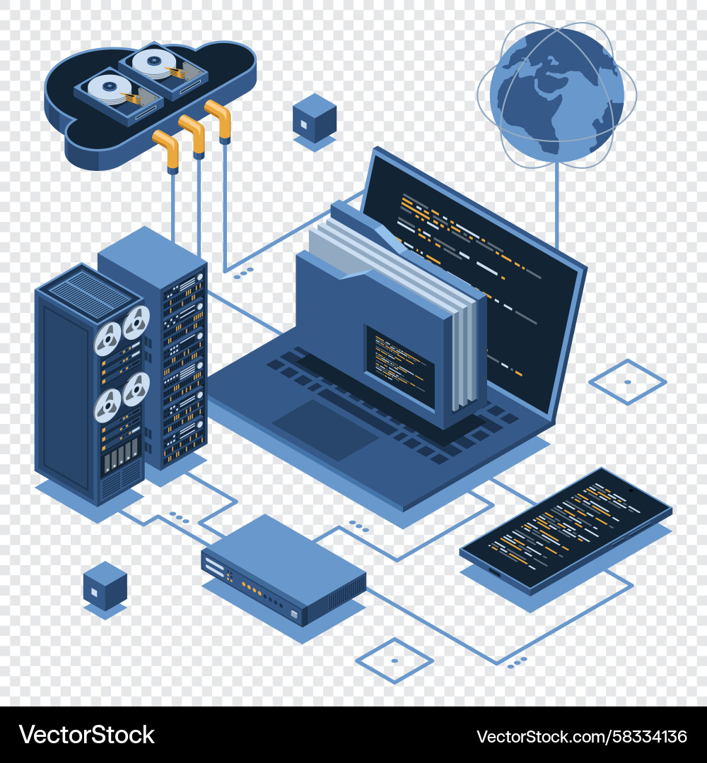 Cloud Authentication System - Isometric Vector Image
