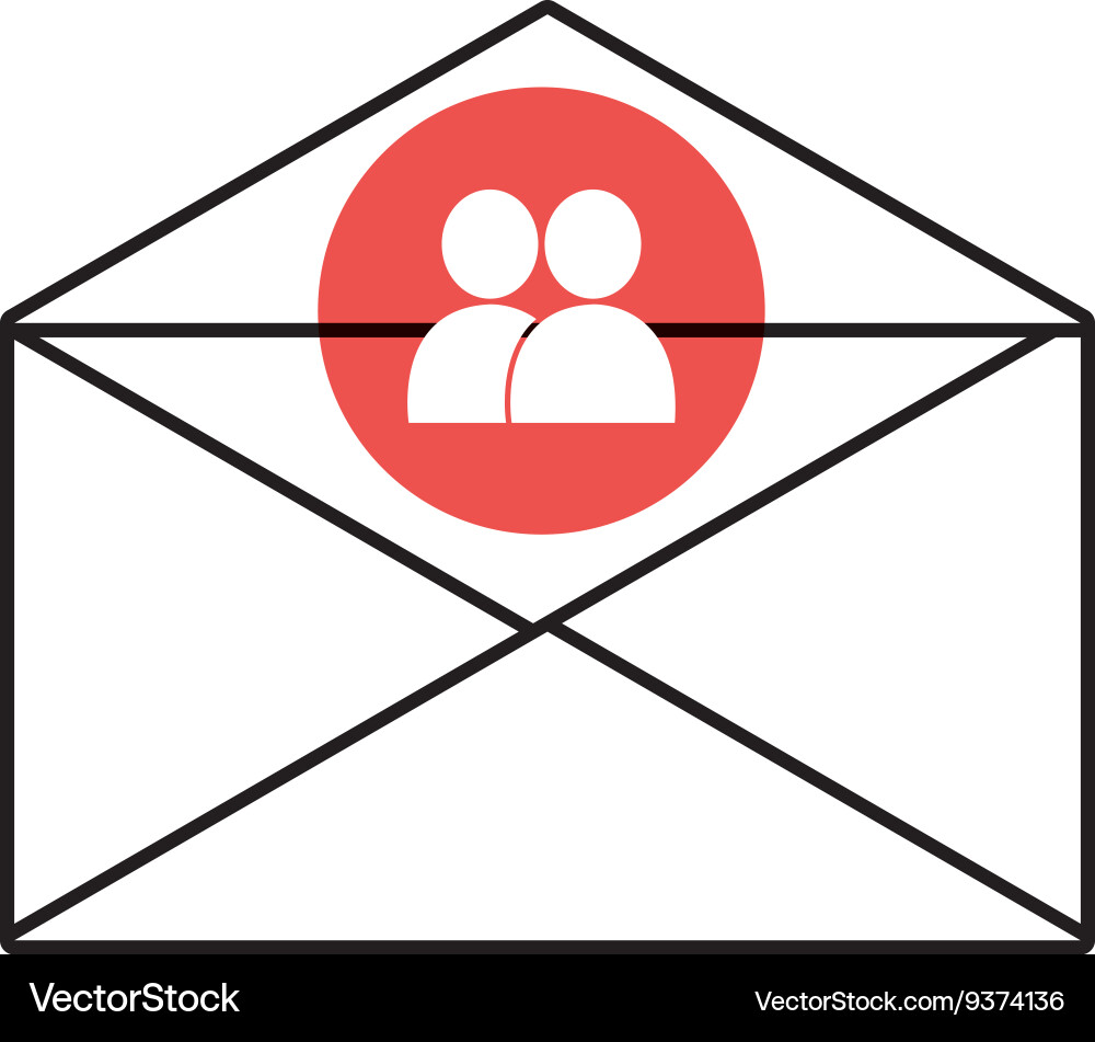 Mail envelope with media icon and colorful circle Vector Image