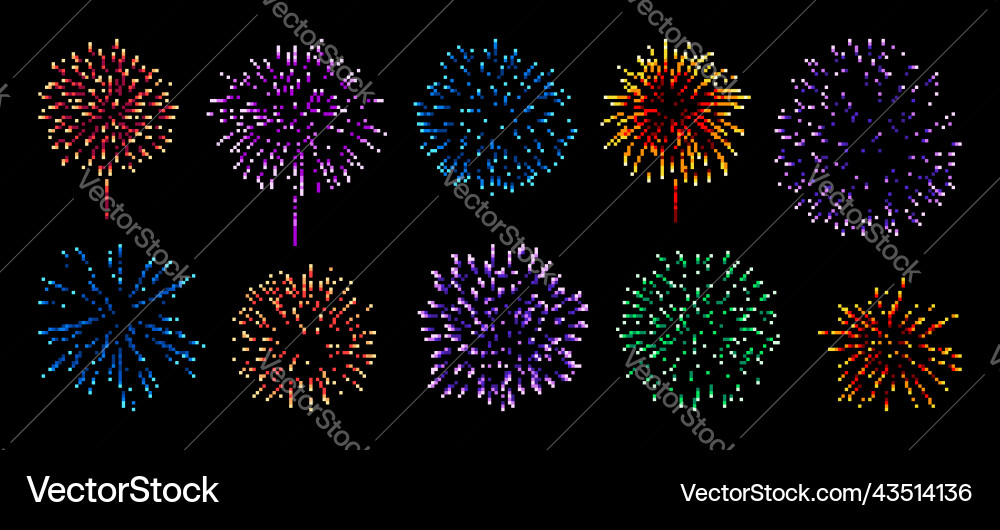 Pixel Firework Explosion - 8bit vector image
