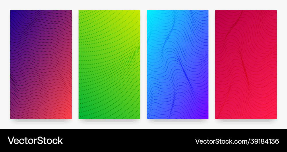 Set of halftone gradient backgrounds with dots vector image