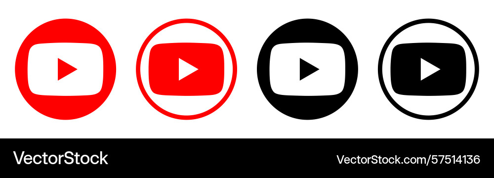 Set of round youtube mobile app icons isolated vector image