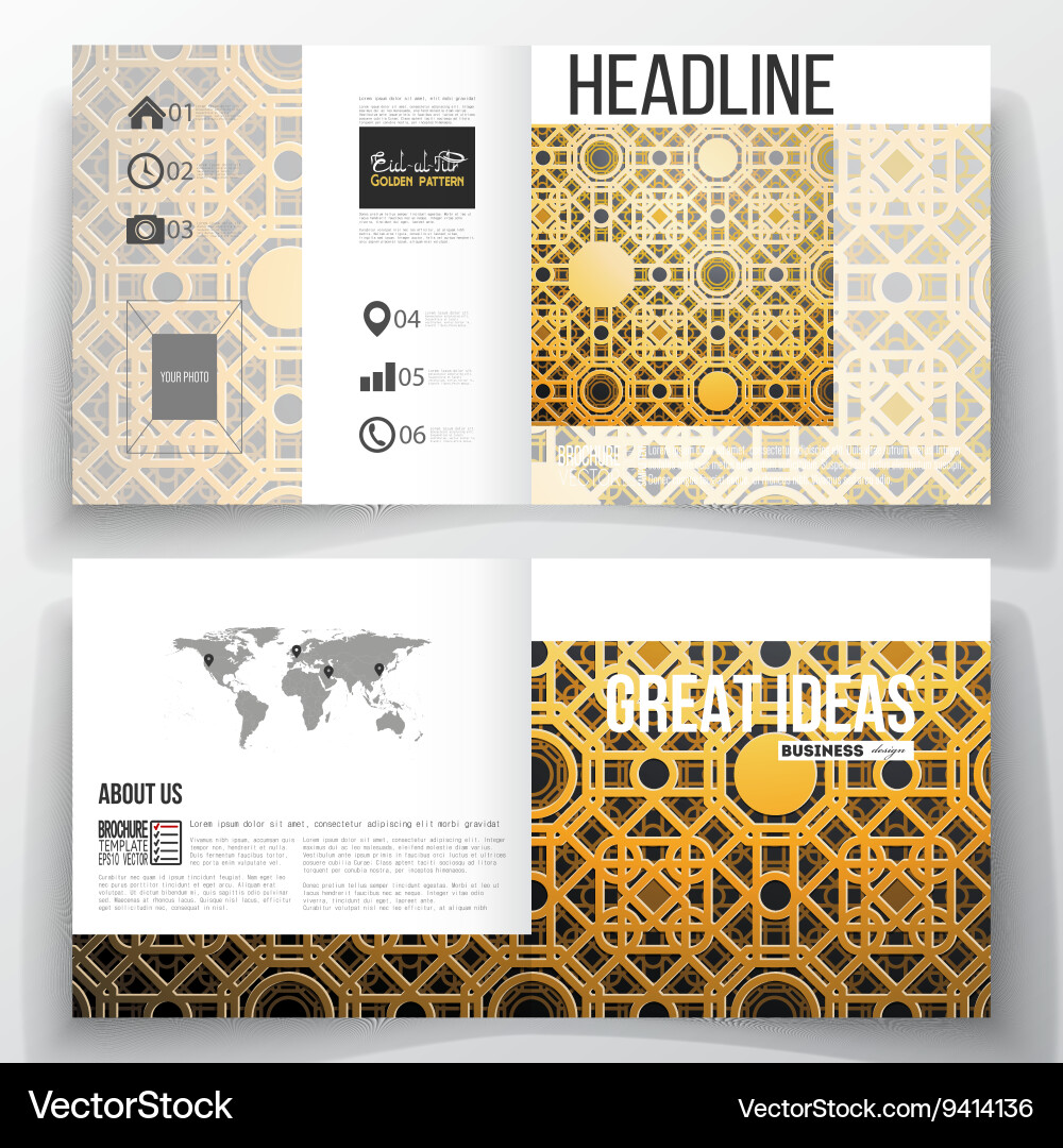 Set of square design brochure template islamic Vector Image