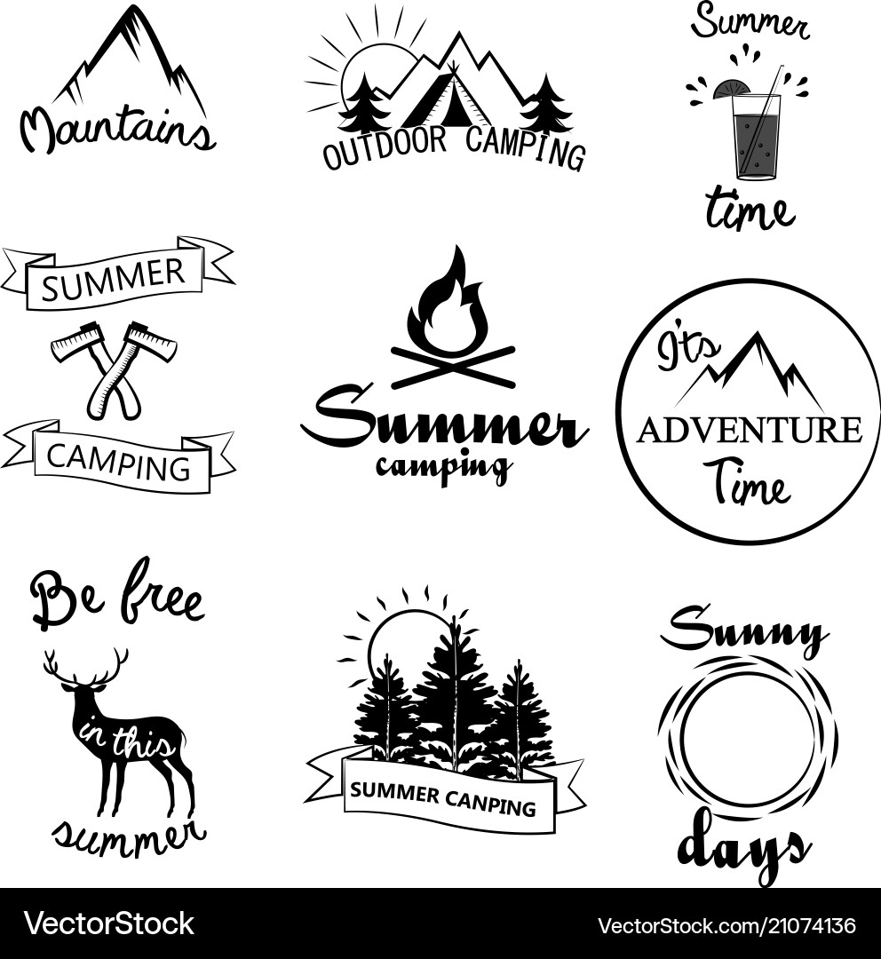 Set of summer emblems and design elements Set of summer emblems and design elements vector image