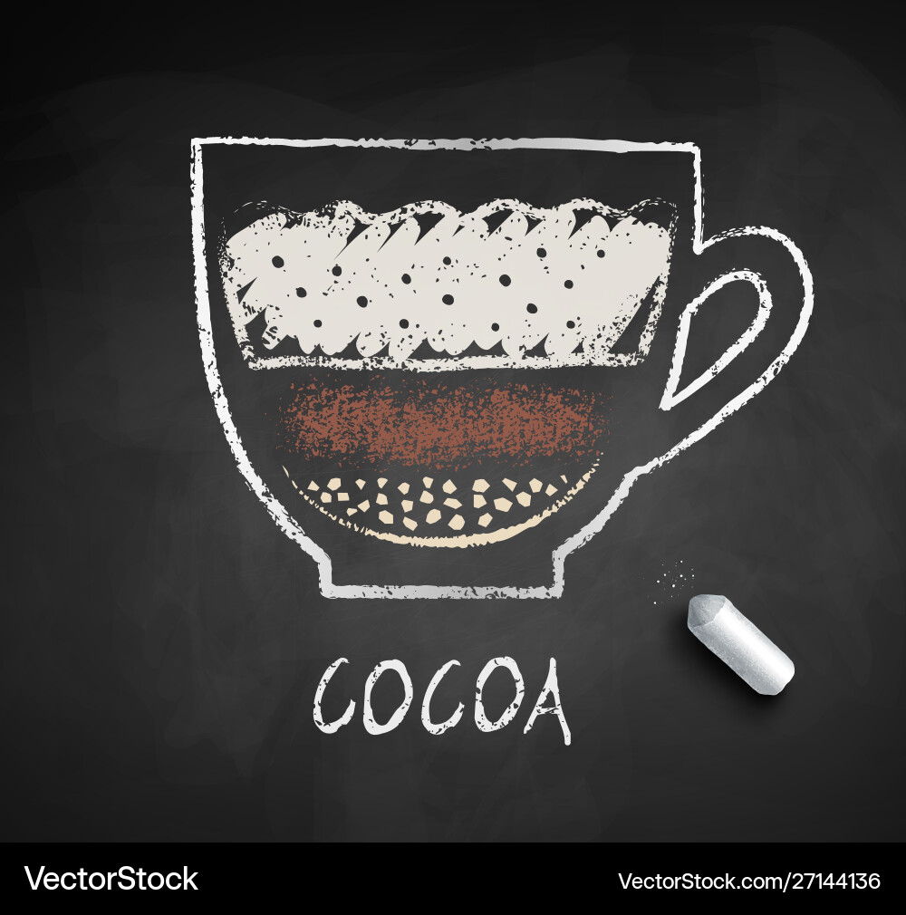 Sketch cocoa on chalkboard background vector image