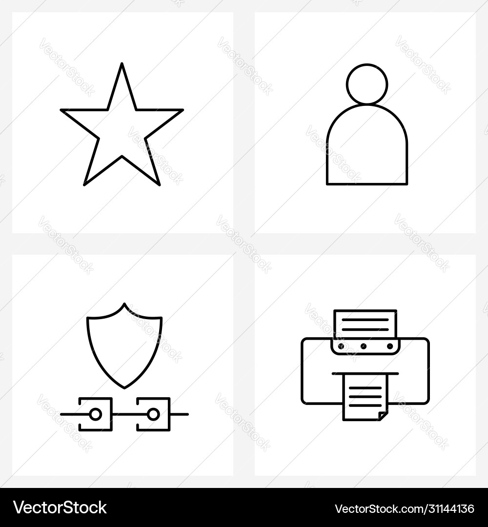 Ui set 4 basic line icons star security Vector Image