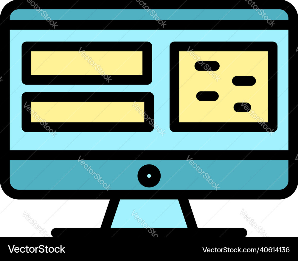 Web page on monitor icon color outline Web page on monitor icon color outline Vector Image