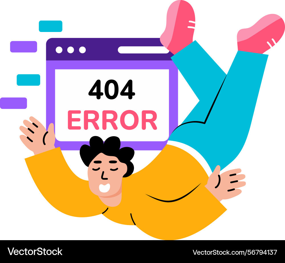 A flat style showing 404 issue mess Vector Image