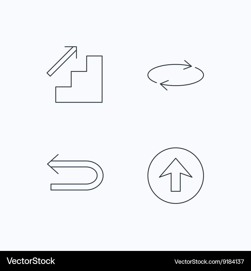 Arrows icons upload repeat linear signs vector image