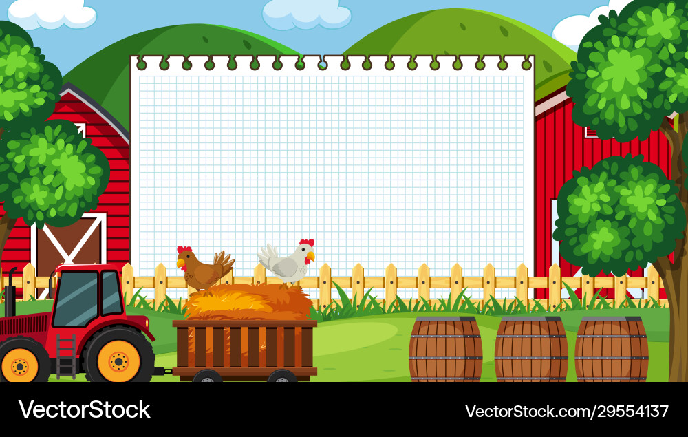 Border template with farm scene in background Border template with farm scene in background vector image