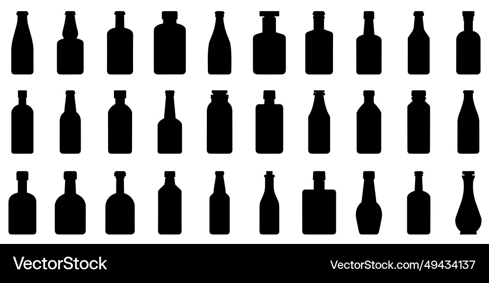 Bottle icon set of different silhouettes Bottle icon set of different silhouettes vector image