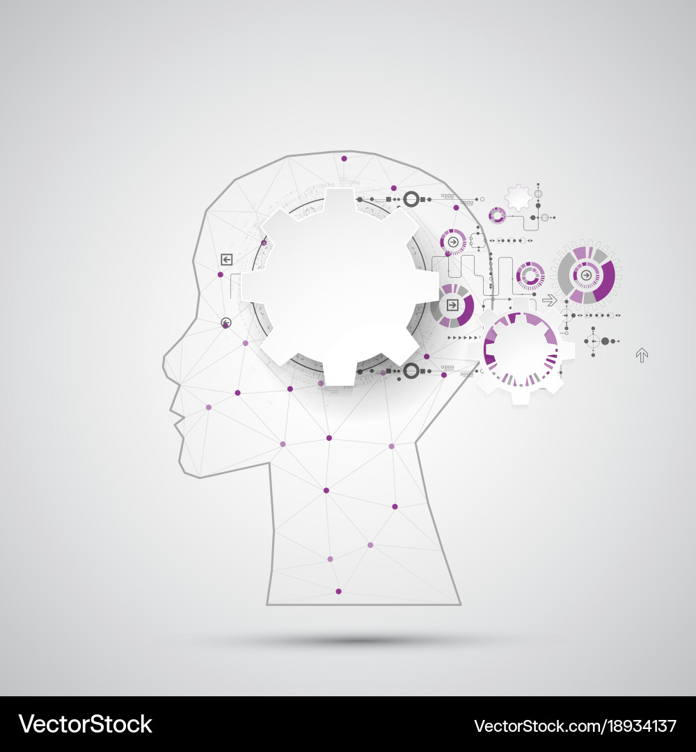 Creative brain concept background with triangular vector image